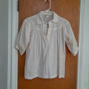 Vintage ALICE STUART White Eyelet Lace Blouse Top Size 10